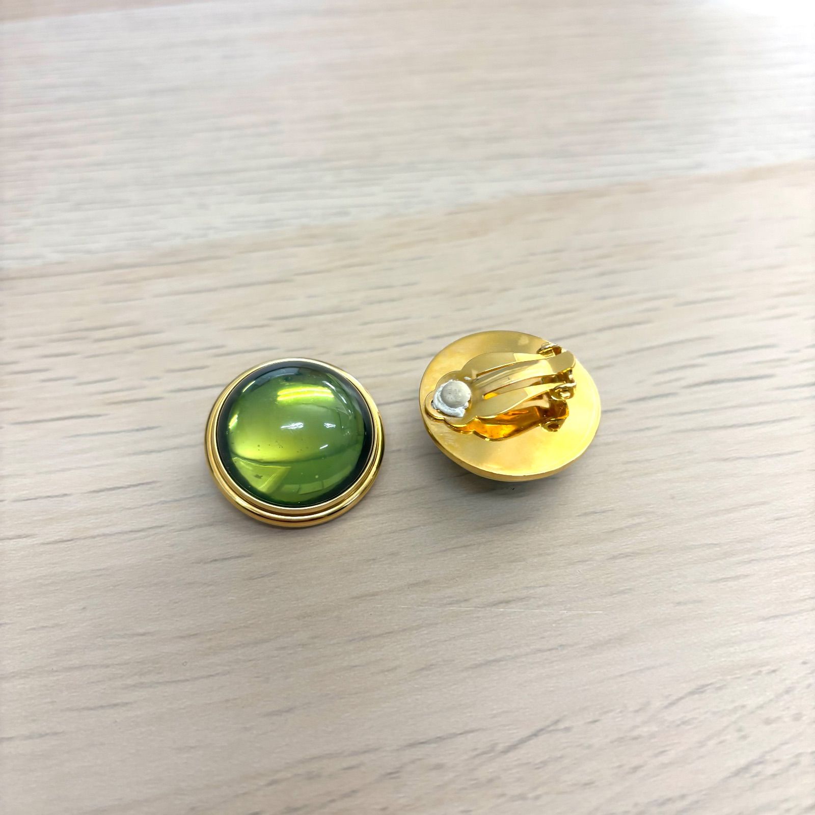 LALIQUE ラリック カボション イヤリング ペリドット クリスタル ゴールドトーン