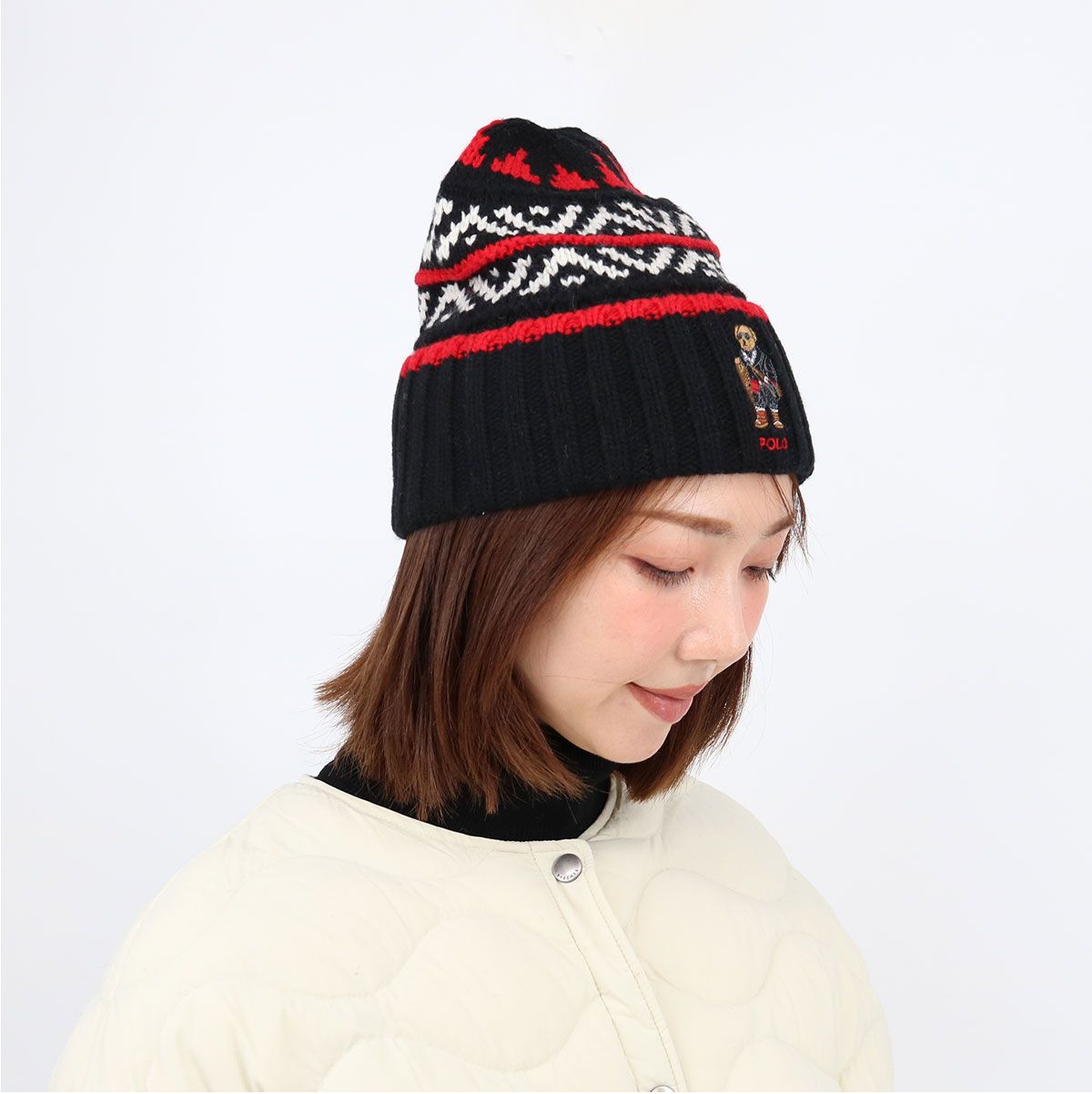 POLO RALPH LAUREN ポロラルフローレン ニット帽 PC 1457 HOLIDAY BEAR BEANIE ニットキャップ ビーニー 帽子 ベア刺繍 男女兼用 メンズ レディース 通勤 通学 ウール プレゼント ギフト