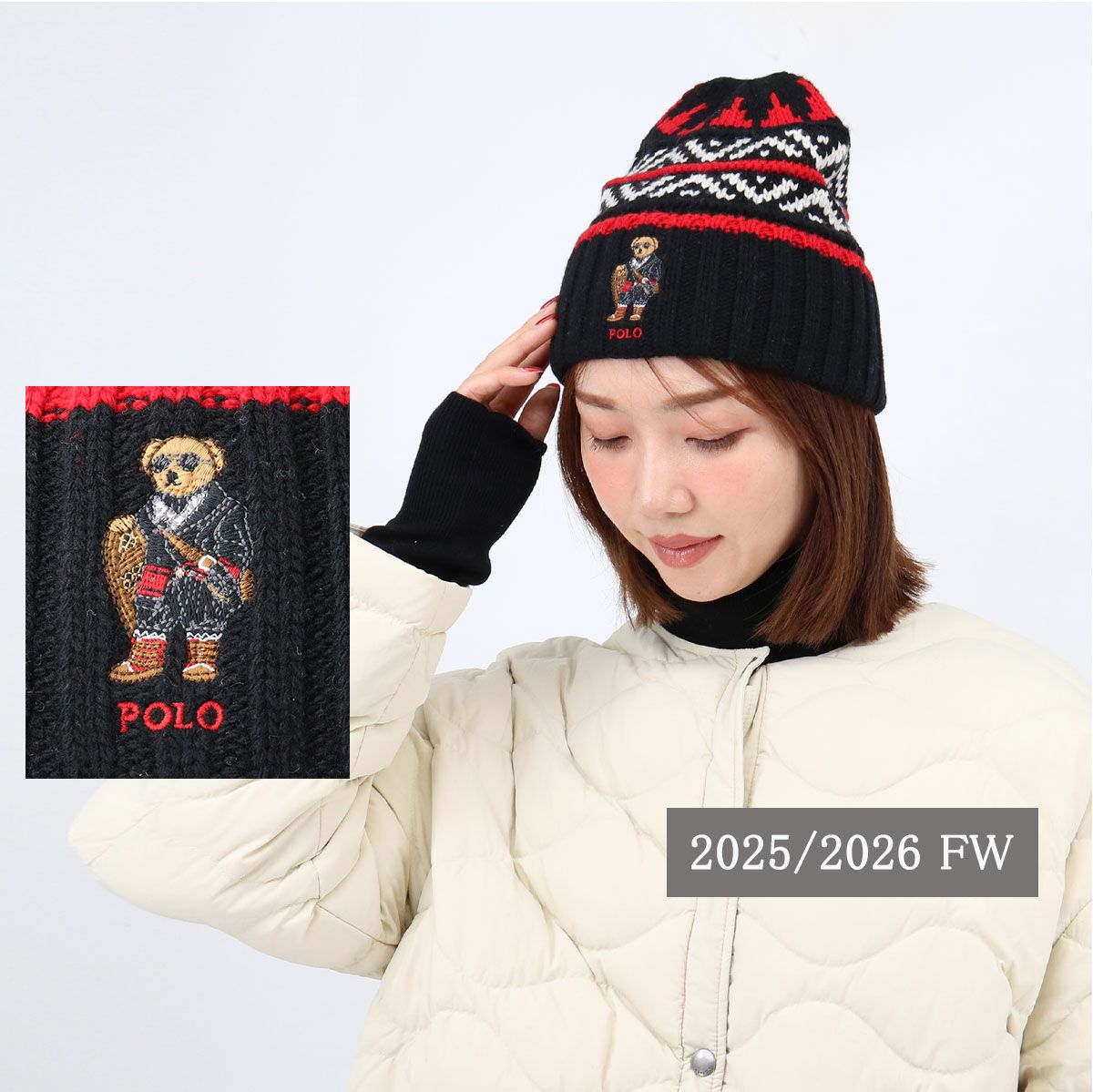 POLO RALPH LAUREN ポロラルフローレン ニット帽 PC1457 HOLIDAY BEAR BEANIE ニットキャップ ビーニー 帽子 ベア刺繍 男女兼用 メンズ レディース 通勤 通学 ウール プレゼント ギフト