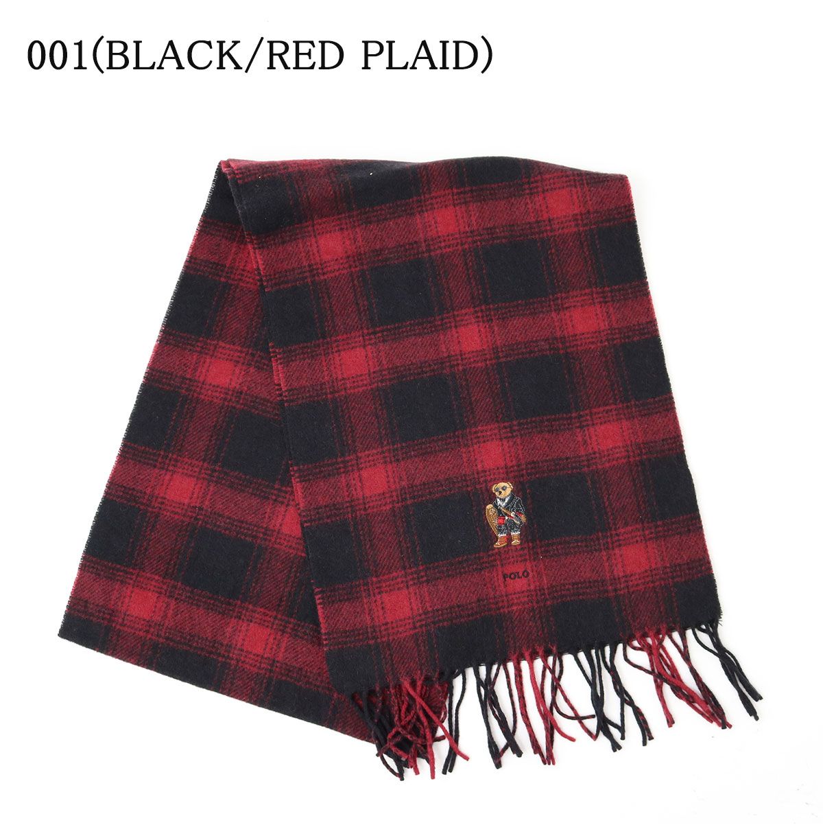 POLO RALPH LAUREN ポロラルフローレン マフラー PC 1456 WOVEN HOLIDAY BEAR SCARF ベア刺繍 チェック 男女兼用 メンズ レディース 通勤 通学 ウール プレゼント ギフト