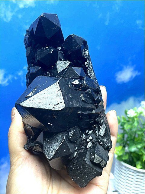 AAA級【魔除け】◇天然モリオン(黒水晶）柱子YT5C2/200C25A AAA級【魔