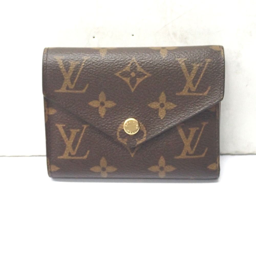 Ft633551 ルイ ヴィトン 三つ折り財布 ポルトフォイユ ヴィクトリーヌ M41938 ブラウン ピンク レディース LOUIS VUITTON