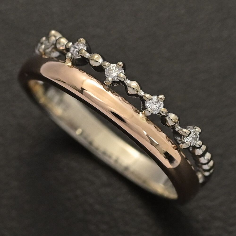 0.05 ct ダイヤモンドリング･指輪 K 18 P W 750 2 -2.3 g 5号 45 サイズ直し可 ピンクゴールド×ホワイトゴールド 翌日配送可 ♀ N レディース 595719