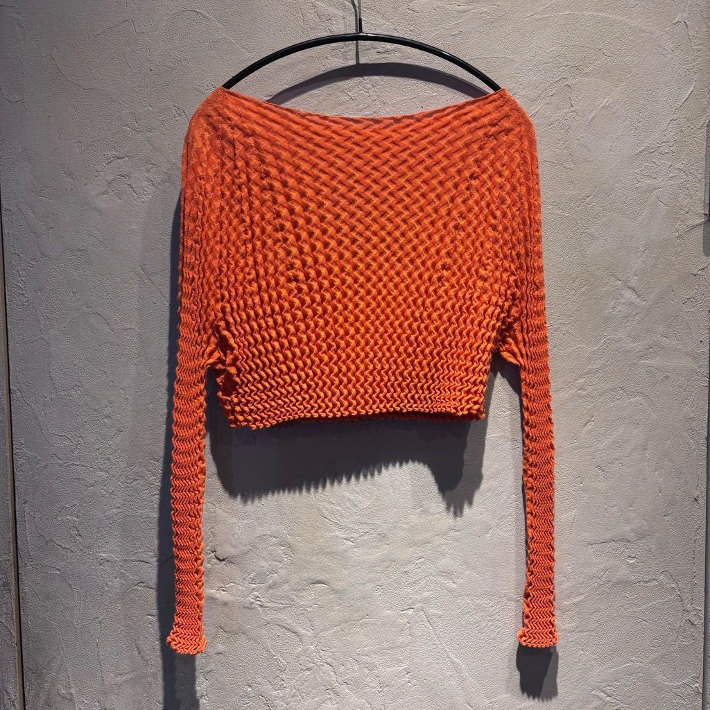 ISSEY MIYAKE イッセイミヤケ 21SS PLEAT TOPS プリーツ加工トップス IM12KN765 オレンジ size 2 代官山A11