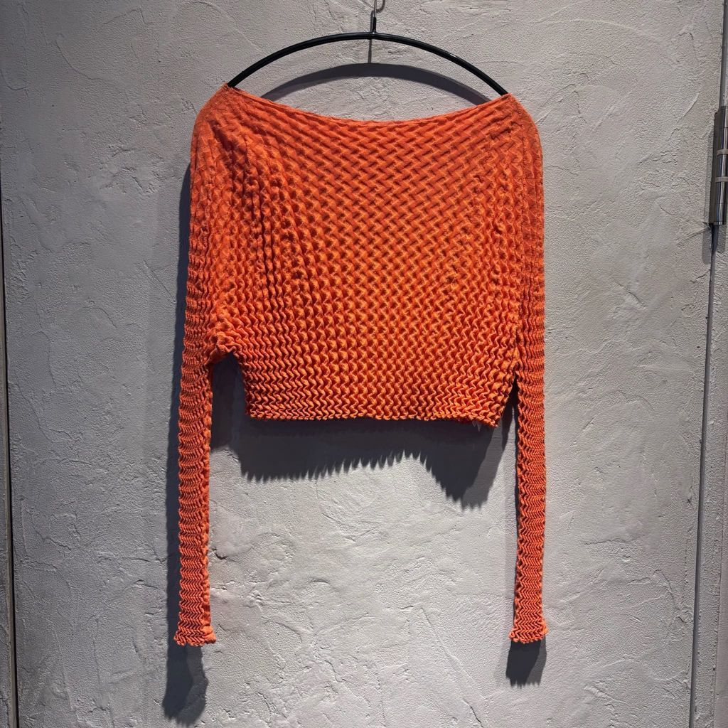 ISSEY MIYAKE イッセイミヤケ 21SS PLEAT TOPS プリーツ加工トップス IM12KN765 オレンジ size 2 代官山A11