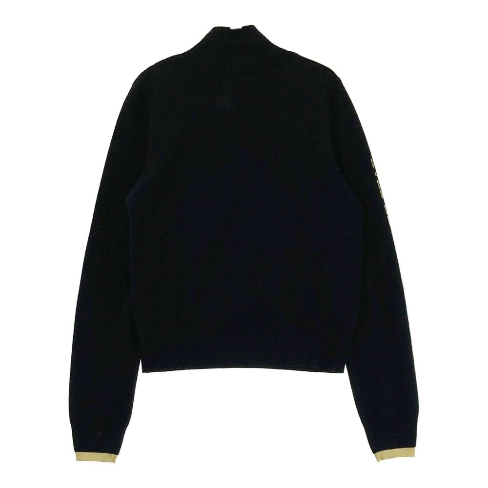 サイズ 38 MARK-LONA マークアンドロナ モデル ハイネック ニットセーター ウール混 総柄 ブラック系 ゴルフウェア レディース ストスト