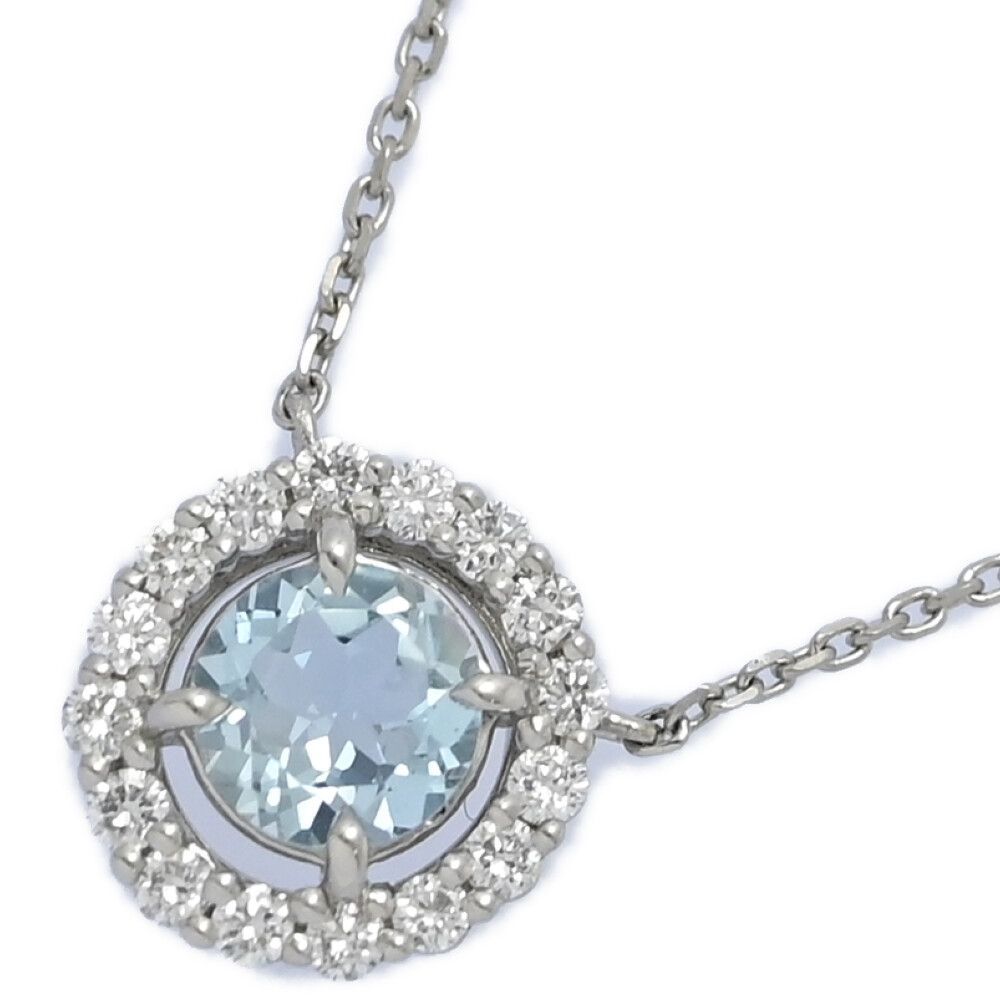 4℃ ヨンドシー アクアマリン アクワマリン ･ダイヤモンドネックレス･ペンダント Pt 850-3.0 g プラチナ 翌日配送可 ♀ N レディース 595650