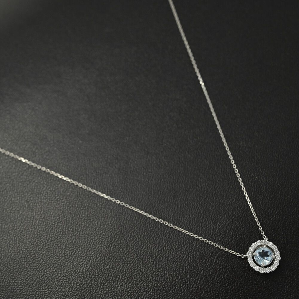 4℃ ヨンドシー アクアマリン アクワマリン ･ダイヤモンドネックレス･ペンダント Pt 850-3.0 g プラチナ 翌日配送可 ♀ N レディース 595650