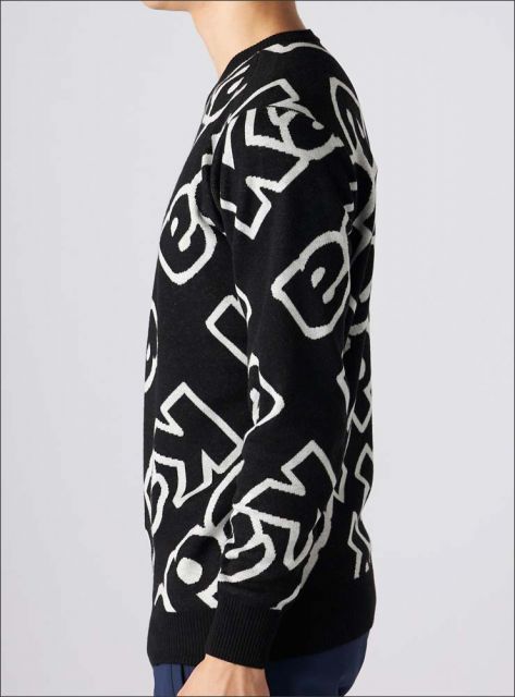 新品Lサイズ　カッパゴルフレディースKAPPAロゴグレー/イエロー セーター カッパ ロゴ柄 セーター ゴルフウェア メンズ M-LL 634-701