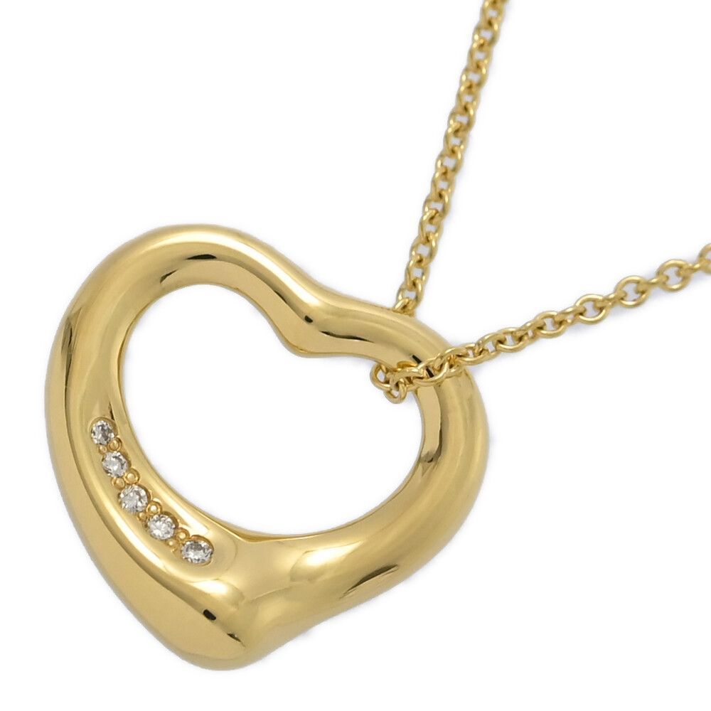 TIFFANY ＆ Co. ティファニー エルサペレッティ･オープンハート 5P･ダイヤモンドネックレス･ペンダント K18YG 750-4.6g ♀ S レディース 595651