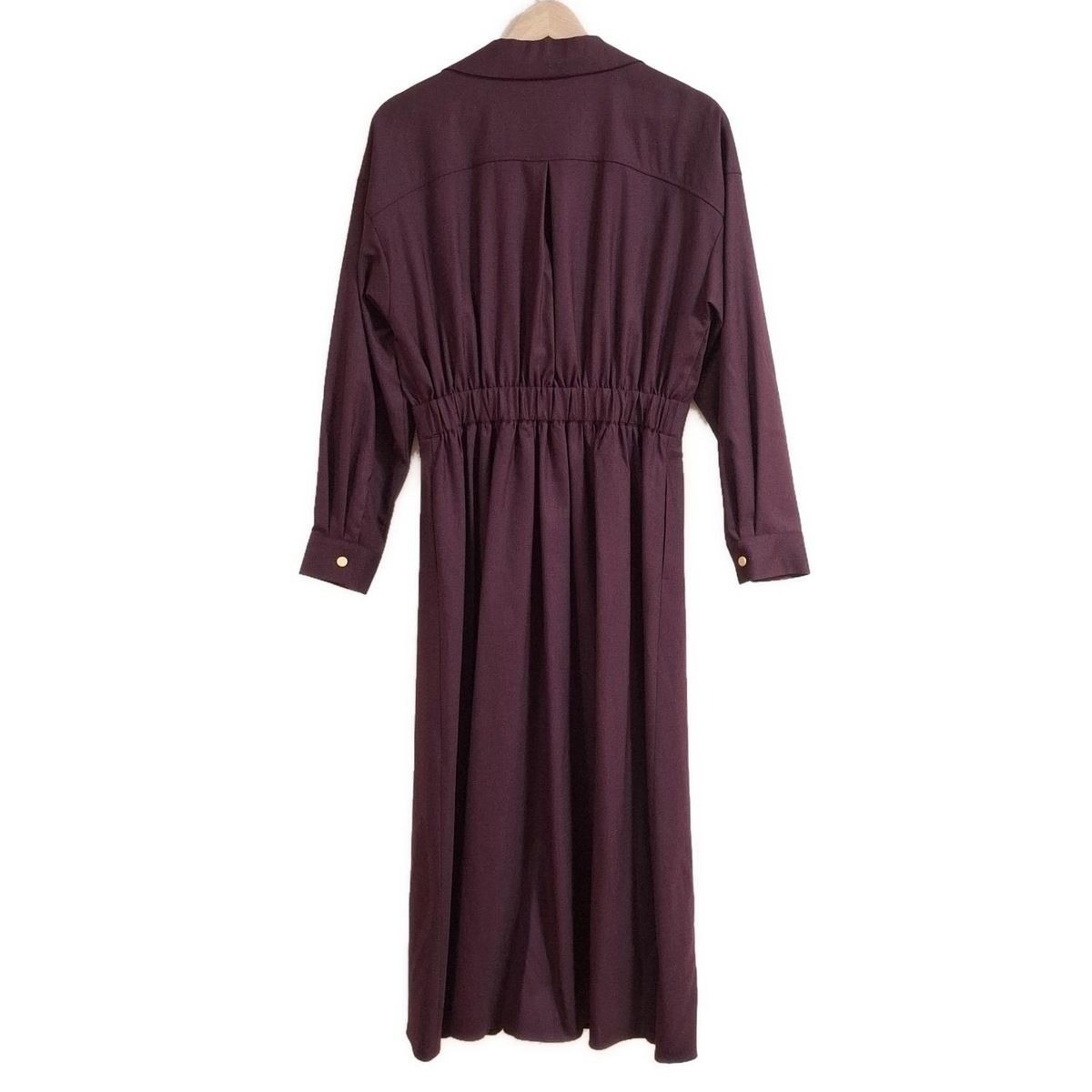 masaco teranishi マサコテラニシ ワンピース サイズ38 M レディース - ボルドー 開襟 長袖 マキシ丈