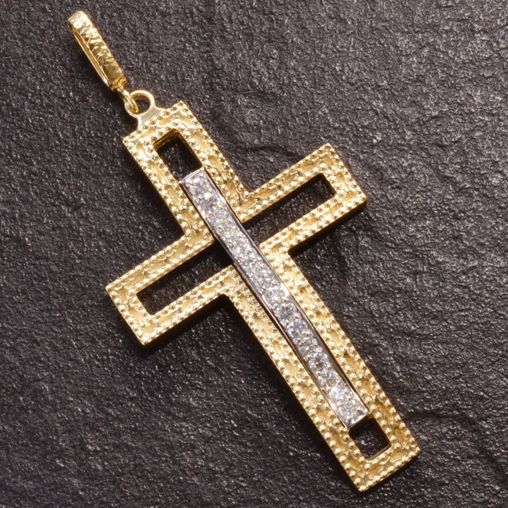 ペンダントトップ メンズ 18金 K18 18K プラチナ ダイヤモンド クロス ペンダントヘッド ネックレストップ イエローゴールド Pt900 十字架 コンビ 男性用 刻印入り 鑑別書付き シンプル プレゼント マート メルカリShops店