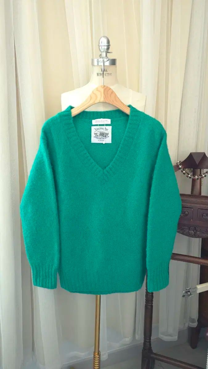 日本 ブランド マックフィ MACPHEE Vネック 緑 ニット S ジェイミソン シャトルランド
