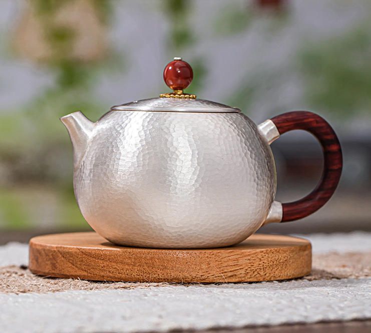 足銀西施壺999銀手作り一枚打西施壺カンフー急須一人お茶二人用お茶ティーポット