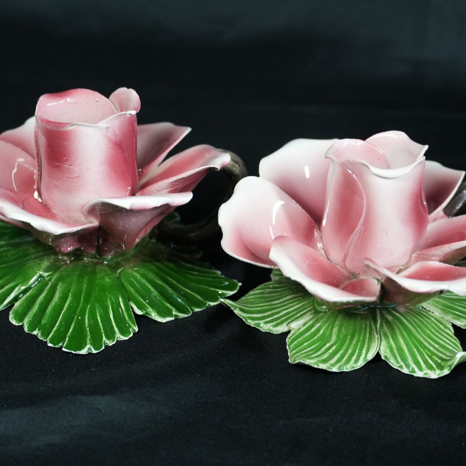 IM] カポディモンテ キャンドルスタンド 2点セット ② イタリア製 現状