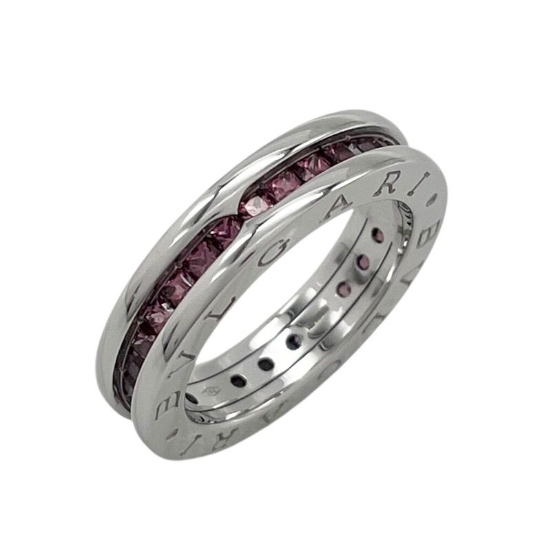 ブルガリ BVLGARI ビーゼロワンリング1バンド XS ホワイトゴールド 750 ガーネット ジュエリー