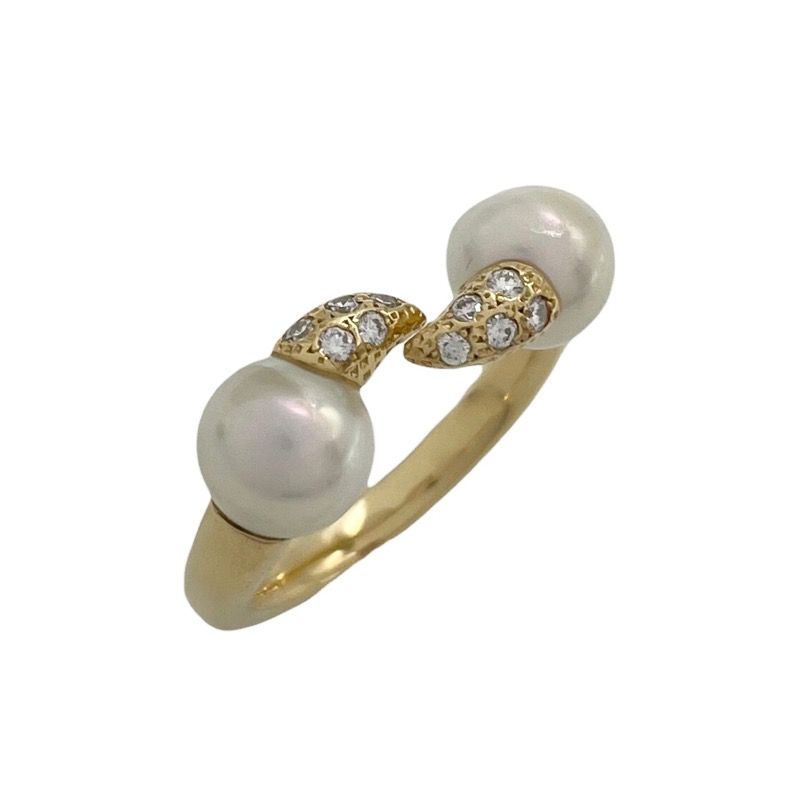 タサキ TASAKI デインジャー ファング パヴェダイヤリング K18YG パール ジュエリー