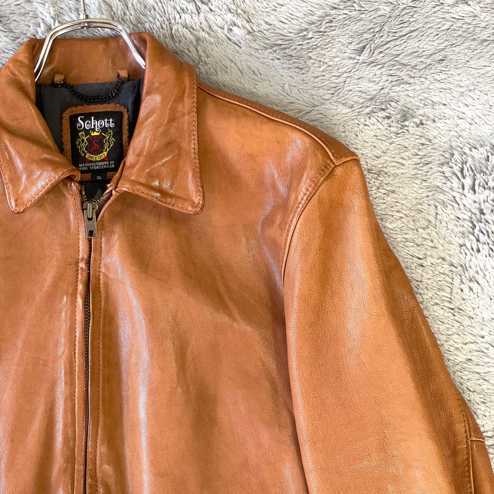 Schott ショット ゴートレザー ライダースジャケット 星条旗 USA 裏地