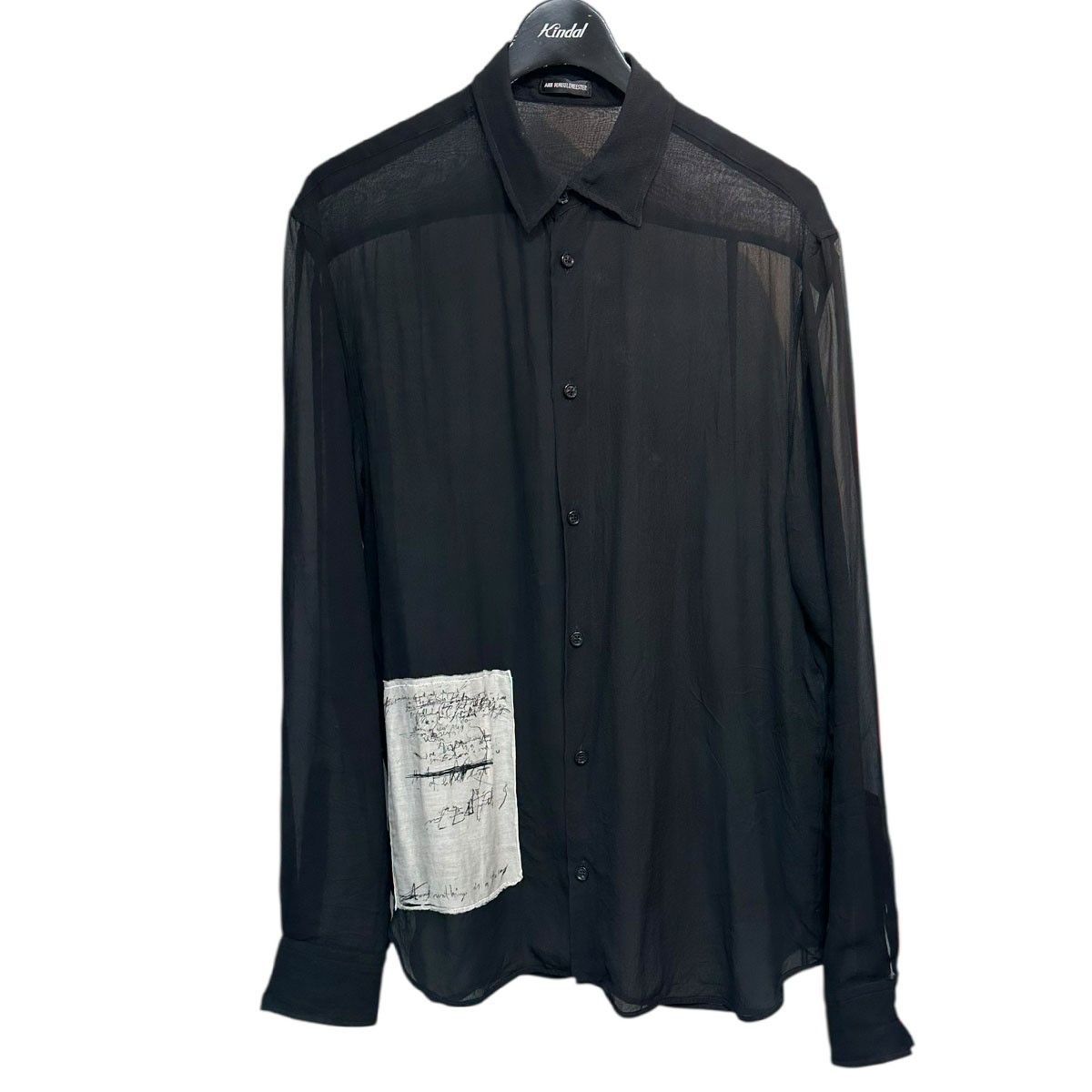 ANN DEMEULEMEESTER 25SS ANDRE CLASSIC SHIRT w Printed Patches プリントパッチシルクシャツ 8071000164940
