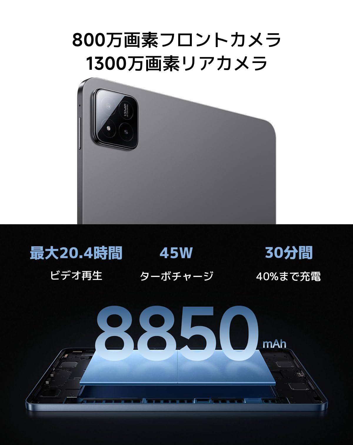 Xiaomi Pad 7 8G+128G グレー 3.2K 144Hz高精細ディスプレイ 800nits