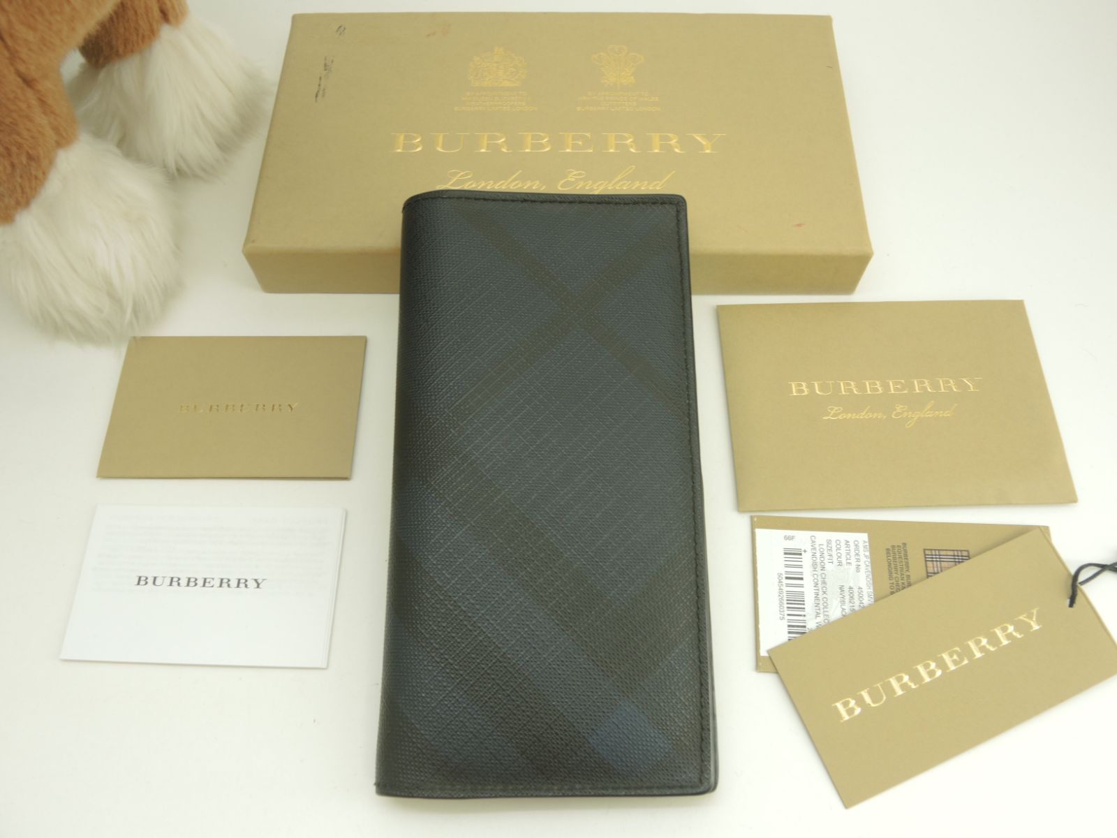 バーバリー 2折長財布 ロンドンチェック PVC黒紺 ロングウォレット メンズ ブラザ TTVCOP1279