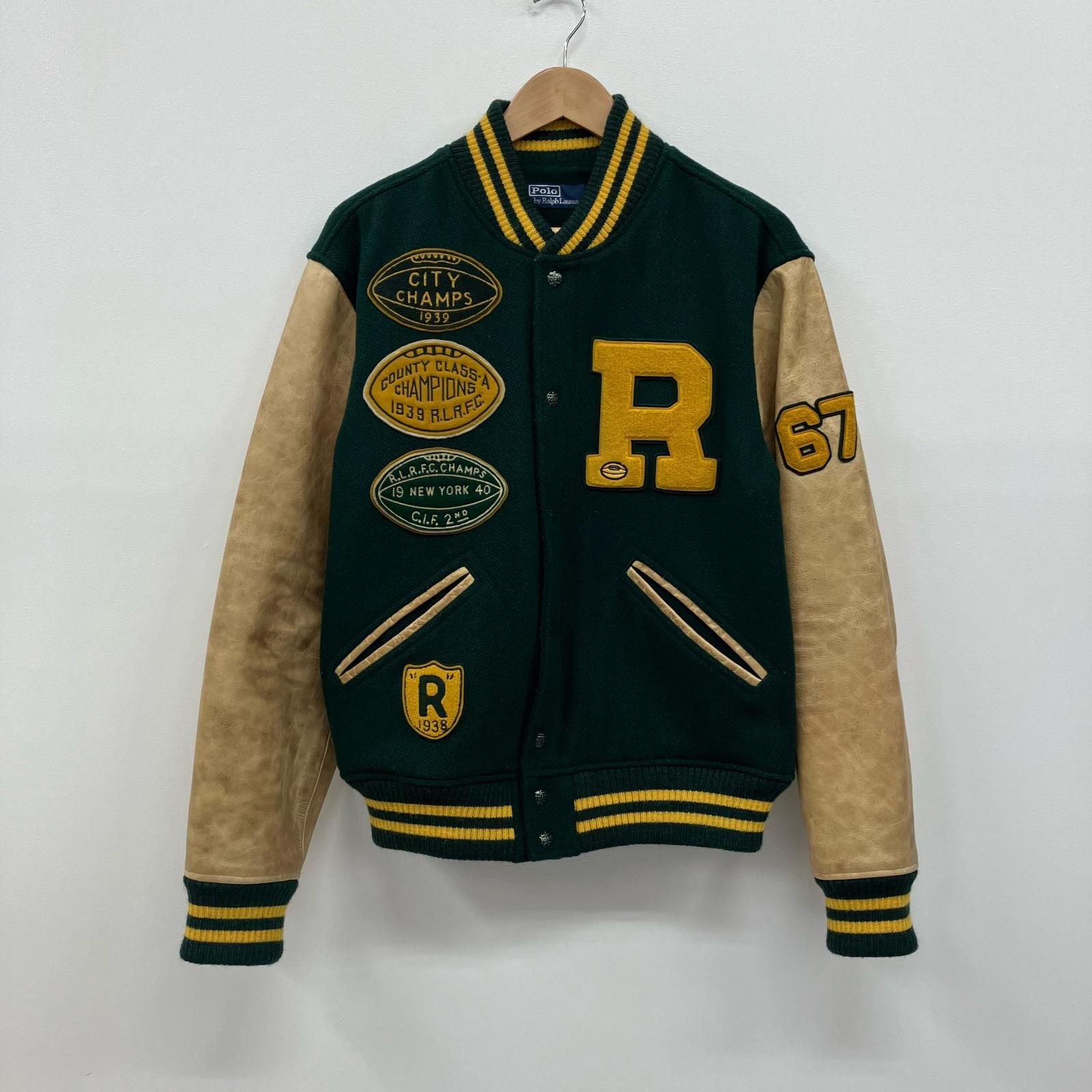 イオン広店 POLO RALPH LAUREN ポロ ラルフローレン スタジャン the iconic letterman jacket グリーン サイズ M 93