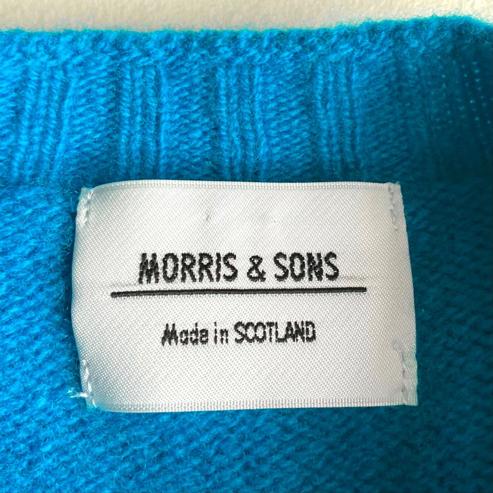 MORRIS & SONS イギリス製 ジーロンラム クルー ニット ターコイズ