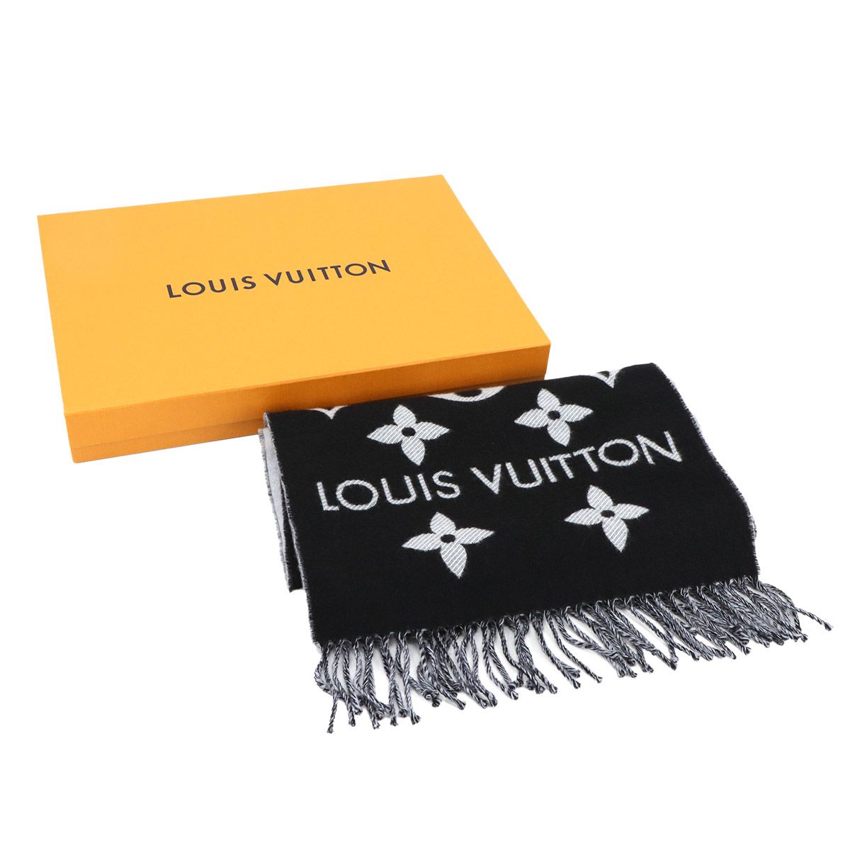 ルイ ヴィトン LOUIS VUITTON エシャルプ LV エセンシャル マフラー ウール ノワール M 77853 Winter Scarf