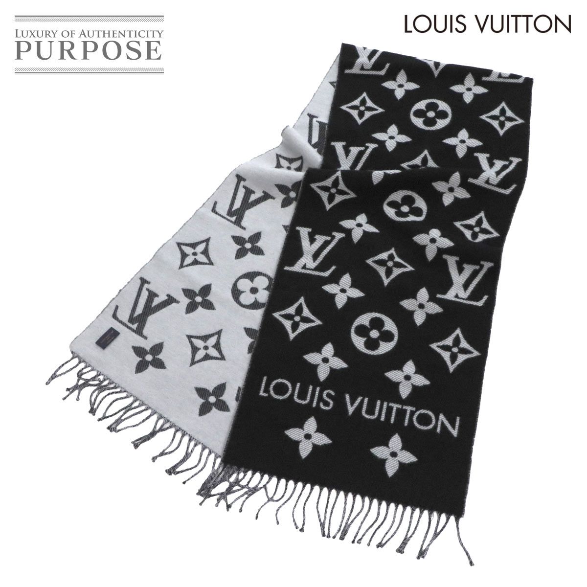 ルイ ヴィトン LOUIS VUITTON エシャルプ LV エセンシャル マフラー ウール ノワール M77853 LV Winter Scarf 90282012