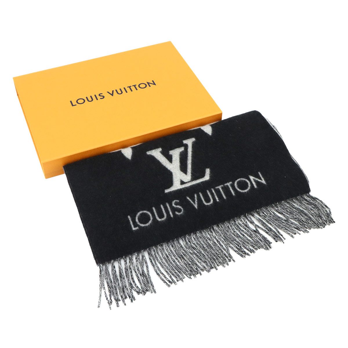 ルイ ヴィトン LOUIS VUITTON エシャルプ レイキャビック マフラー カシミヤ ノワール グレー M 71040 Scarf
