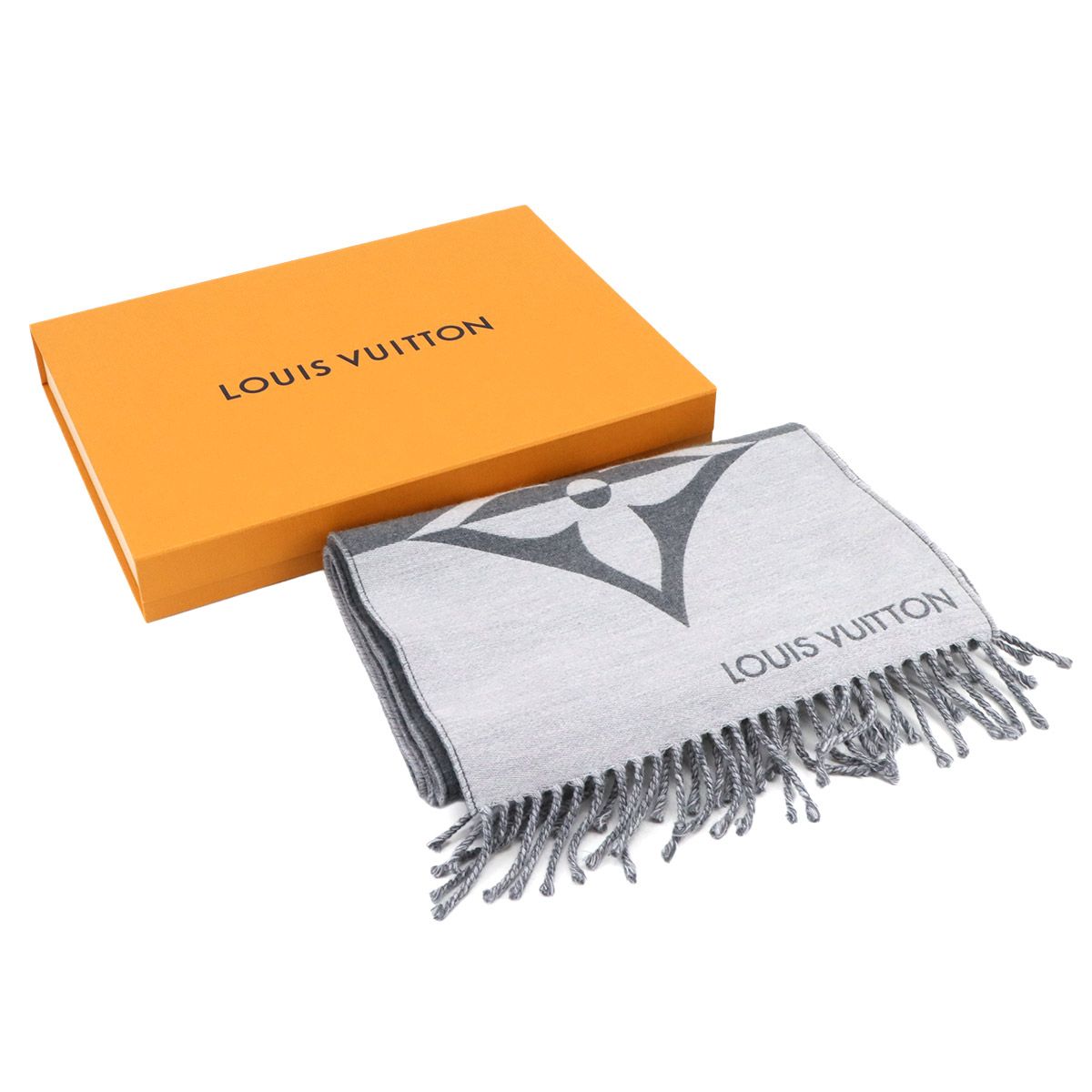 ルイ ヴィトン LOUIS VUITTON マフラー グラフィック デュアル ウール 90％ カシミヤ 10％ グリクレール M 79138