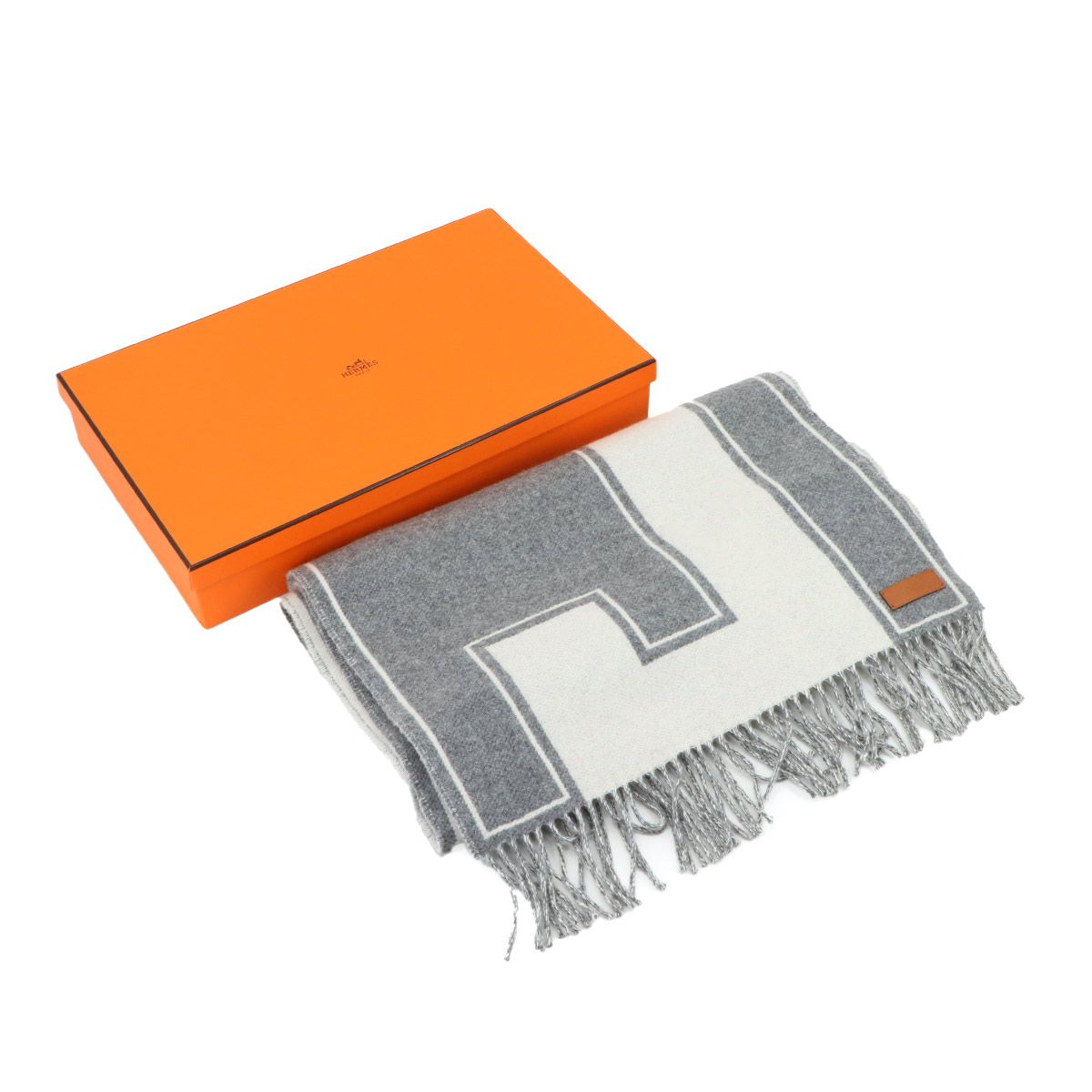 未使用 展示品 エルメス HERMES カザック クレドゥH マフラー カシミヤ