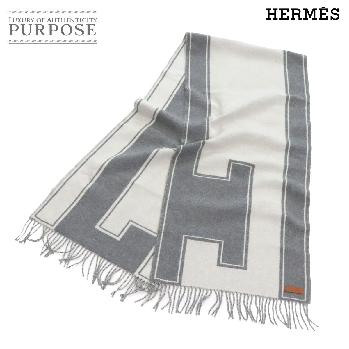 未使用 展示品 エルメス HERMES カザック クレドゥH マフラー カシミヤ