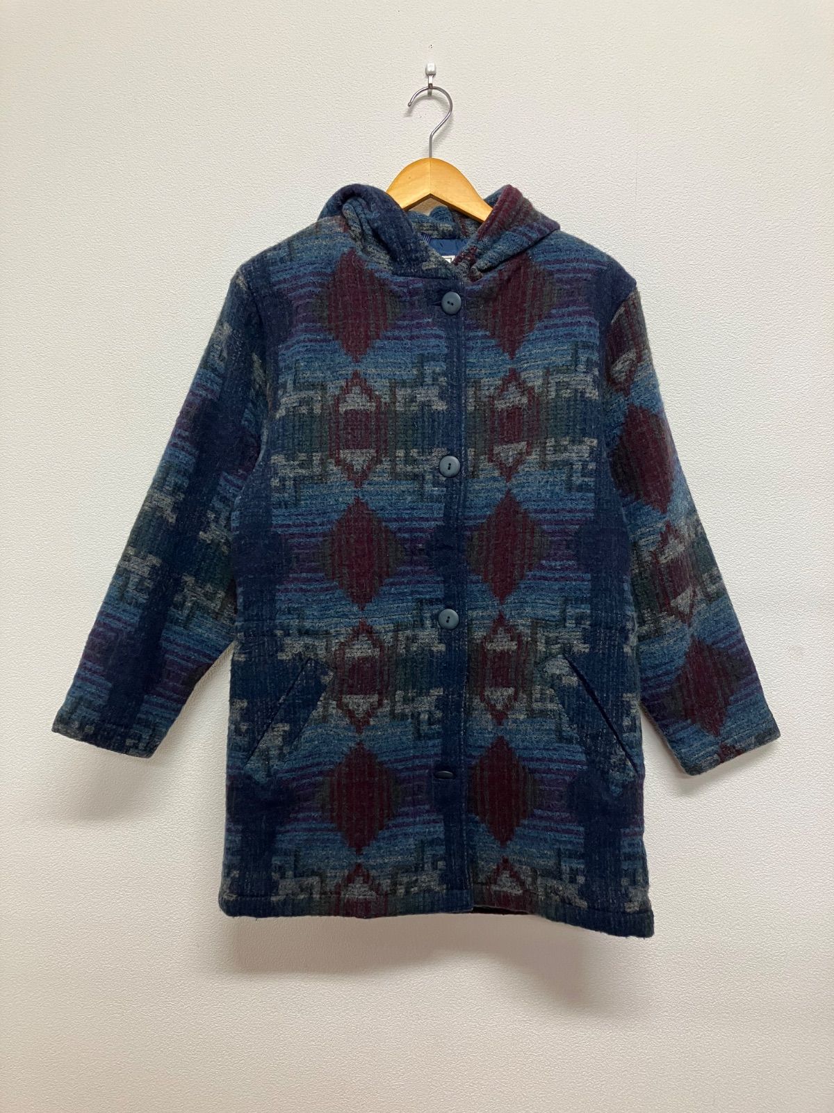 80s L.L.Bean ウールコート コート ネイティブ柄 アメリカ製 エルエル