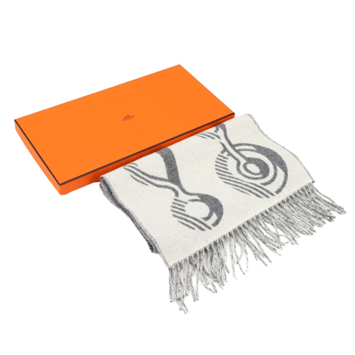 未使用 展示品 エルメス HERMES ドレ バックル マフラー カシミヤ 100