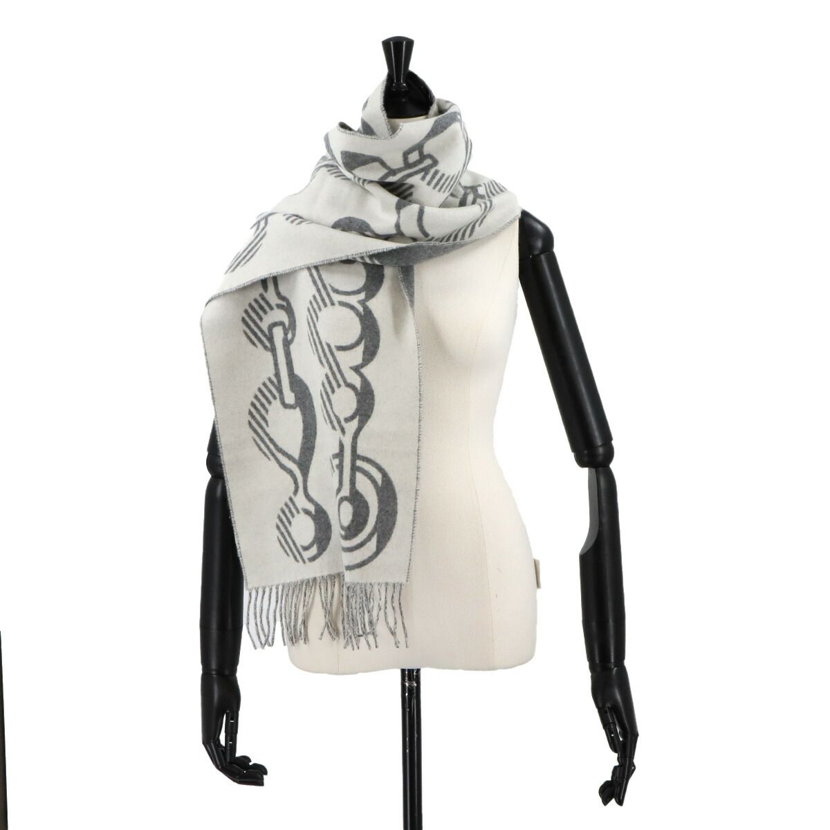 未使用 展示品 エルメス HERMES ドレ バックル マフラー カシミヤ 100