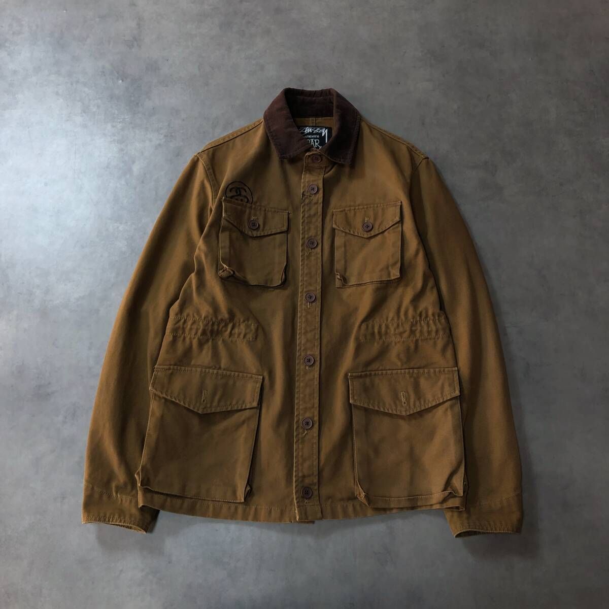 GQ4105 STUSSY ダック生地 ワークカバーオールジャケット M ブラウン系 ステューシー