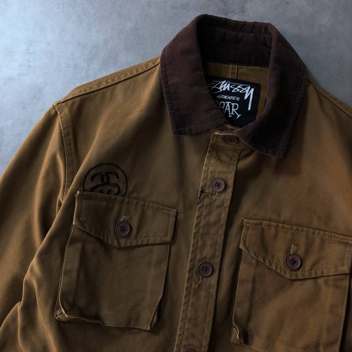 GQ4105 STUSSY ダック生地 ワークカバーオールジャケット M ブラウン系 ステューシー