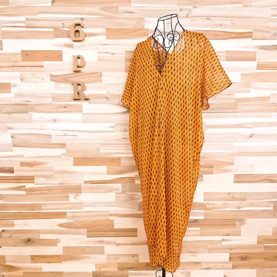 ザラ 透け感シアー ラメ糸 ロング ワンピース リラックス リゾート XS 茶