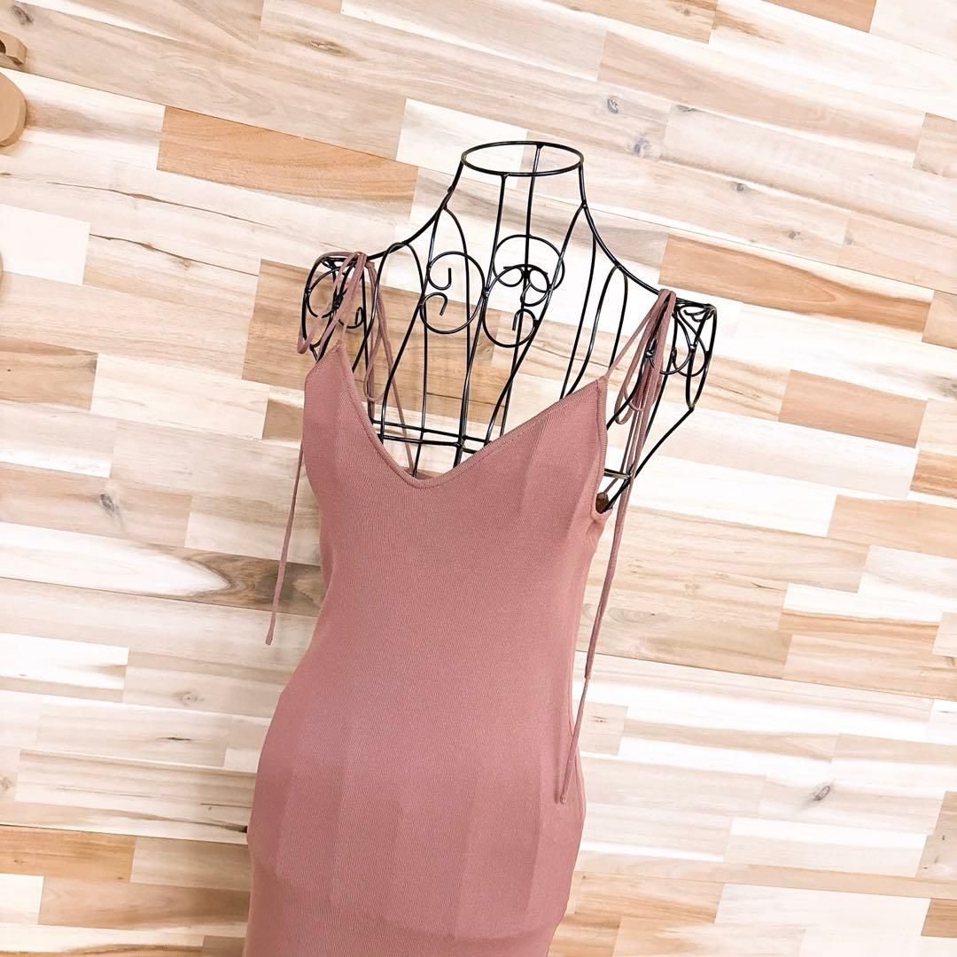 ザラ シアー スカート ドッキング ロング ニット キャミ ワンピース S 茶