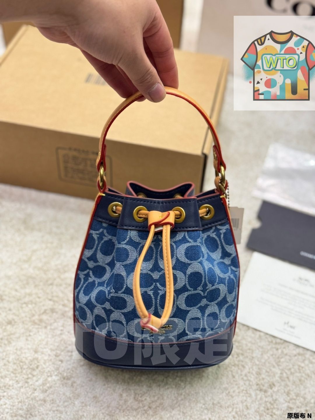 今日特価】COACH Denim Mini Bucket Bag・コーチ デニム ミニバケツ