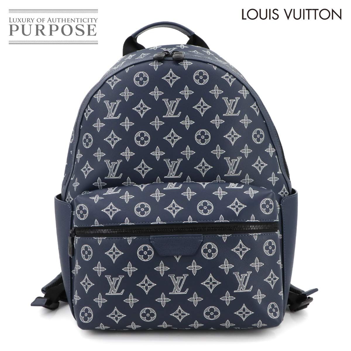 ルイ ヴィトン LOUIS VUITTON モノグラム シャドウ ディスカバリー バックパック PM レザー ネイビーブルー M24760 90300639