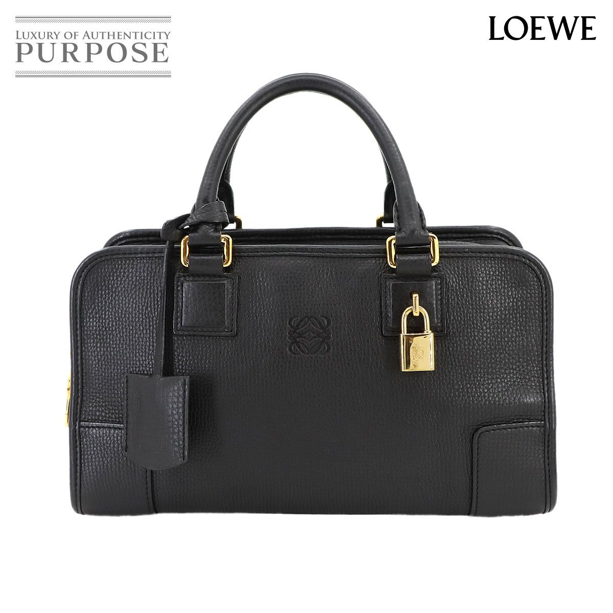 美品 ロエベ LOEWE アマソナ 28 ハンド バッグ レザー ブラック