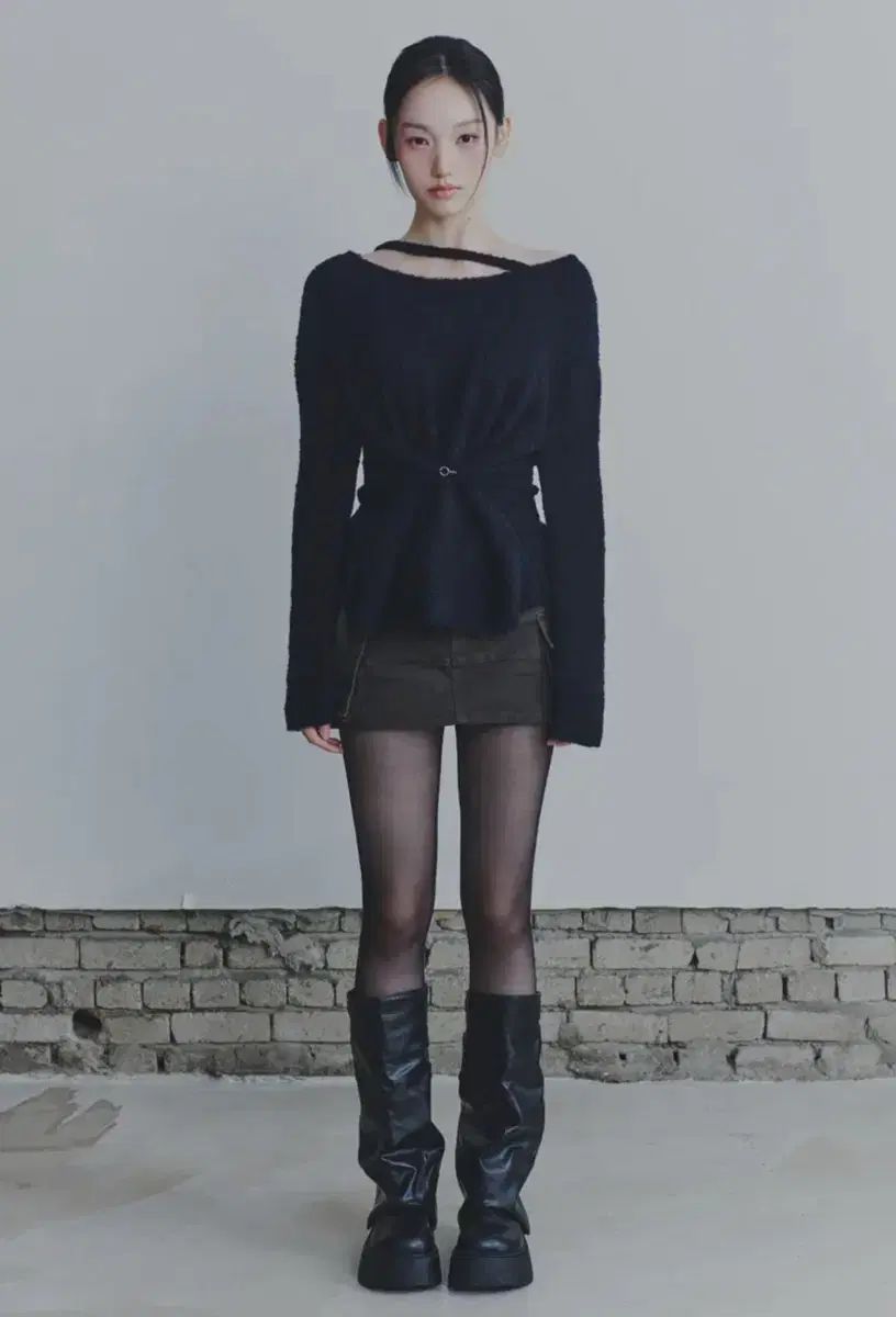 PAIN OR PLEASURE ペインオアプレジャー フック オーバ ニット ブラック