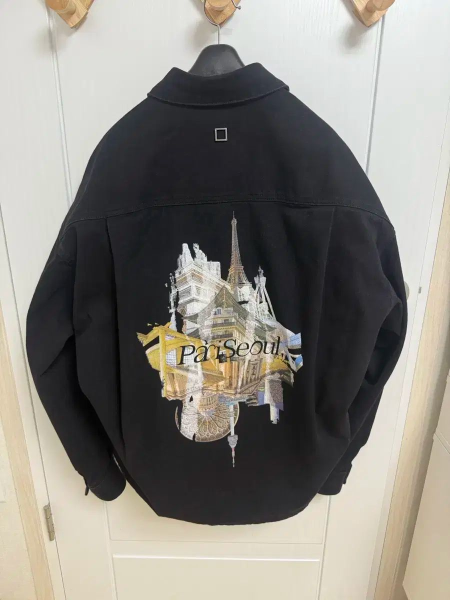 WOOYOUNGMI ウーヨンミ シティ グラフィック デニム シャツ ブラック 24FW