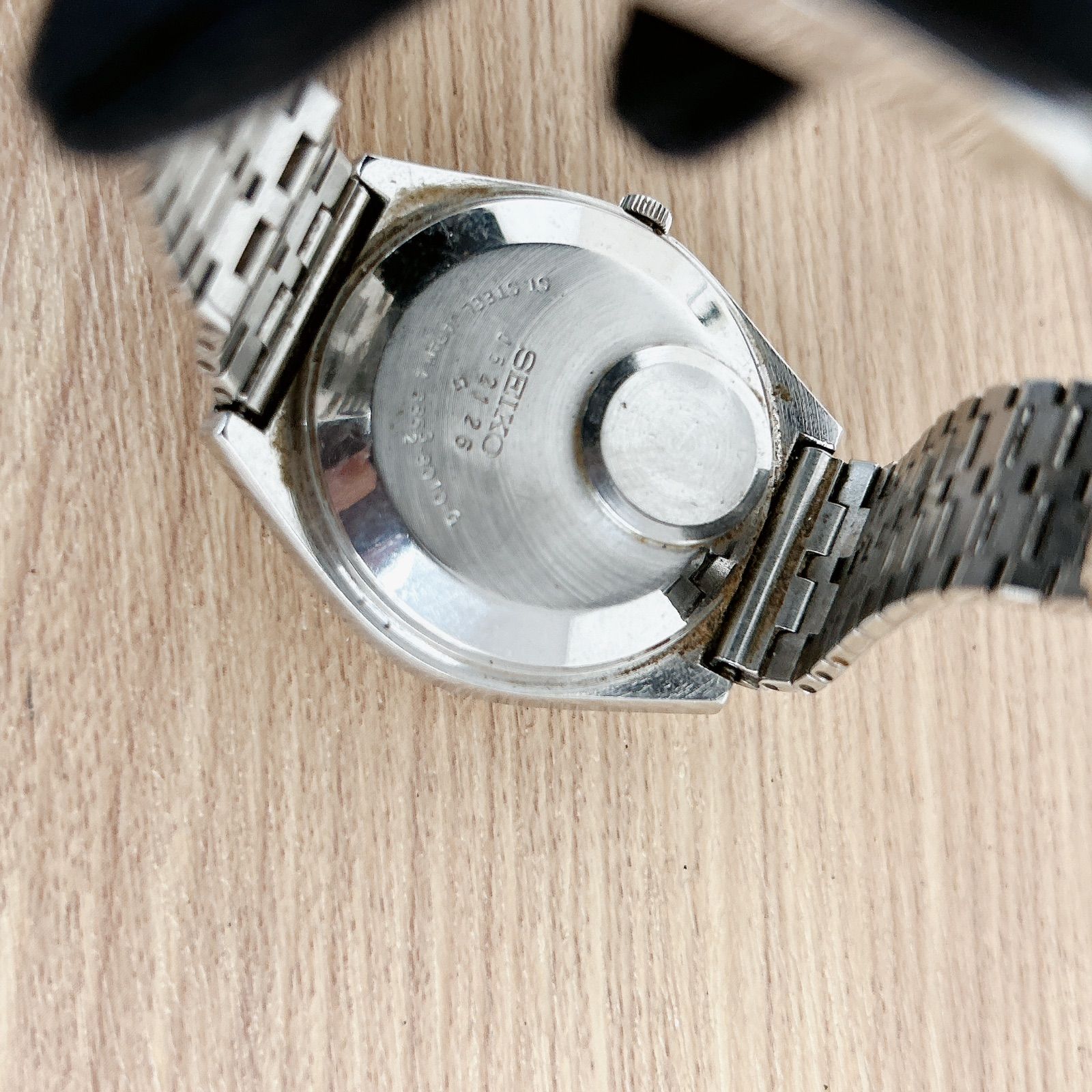 不動品】SEIKO QR 青文字盤 稼働新品電池 3面カットガラス【時計】【1