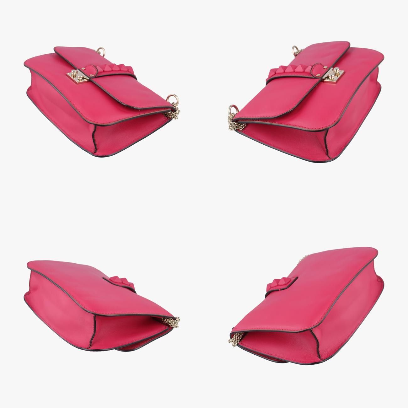 ヴァレンティノValentinoロックスタッズグラムロックミディアムピンクレザーBS-