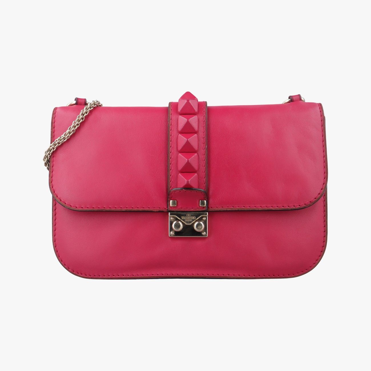 ヴァレンティノValentinoロックスタッズグラムロックミディアムピンクレザーBS-G398VLX3