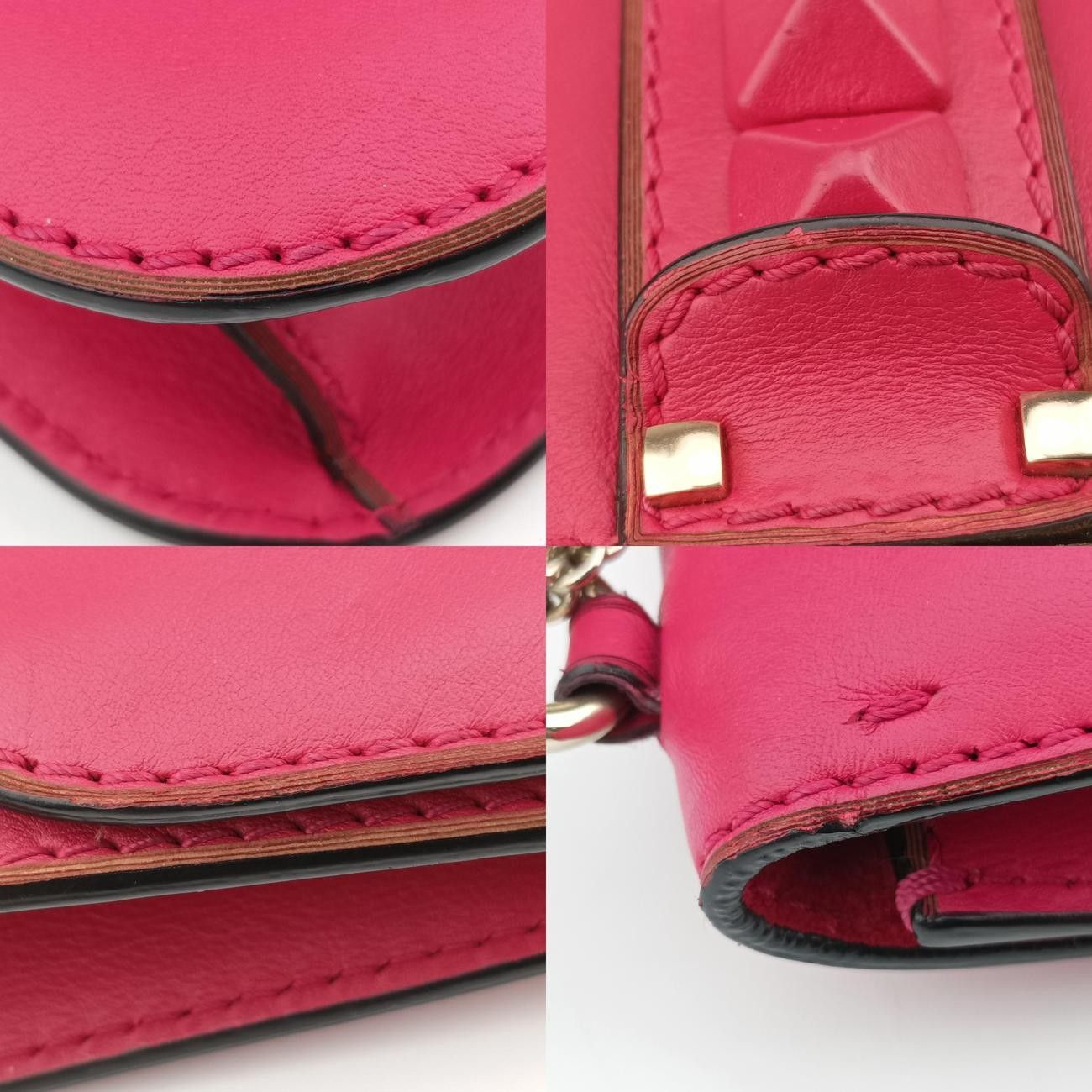 ヴァレンティノValentinoロックスタッズグラムロックミディアムピンクレザーBS-