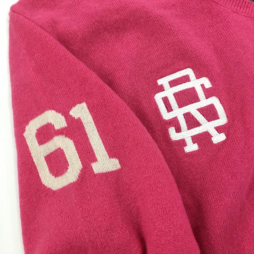 ラフアンドスウェル　カシミヤ100%　ニット　ゴルフウェア　ピンク×グレー　L ラフアンドスウェル カシミヤ100% ニット ゴルフウェア ピンク×グレー L